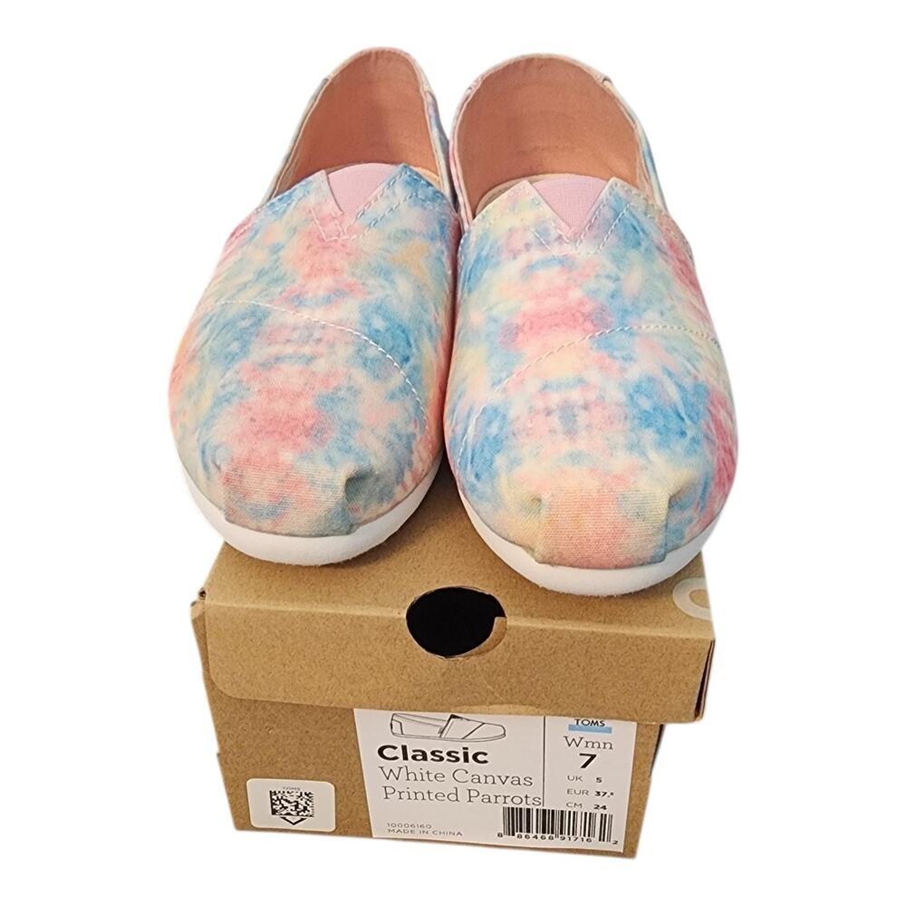 NEW TOMS Alpargata Slip On Classic Womens Sz 7 Multicolor Tie Dye Canvas Flats